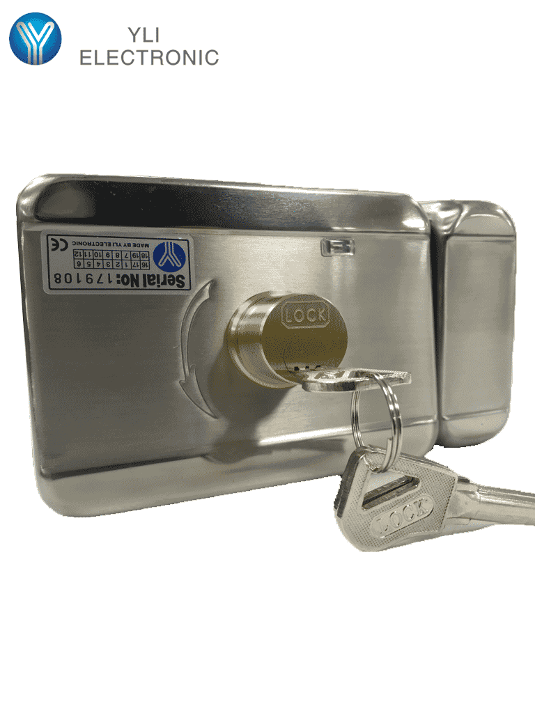 YLI ABK703BS - Cerradura inteligente con cierre automático cuenta con juego de 3 llaves, sensor con luz LED de status o correcto cerrado, apertura con pulso voltaje de 12VDC - YLI ELECTRONIC - Eléctrica - YLI069016