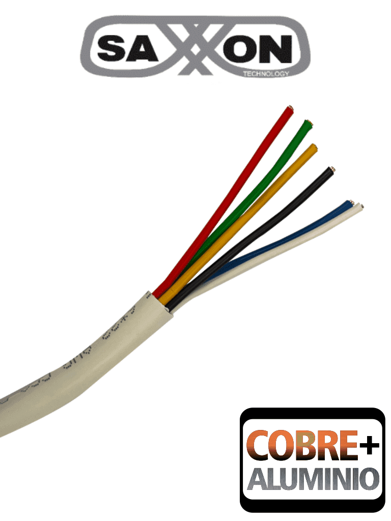 SAXXON OWAC6305JF - Bobina de Cable para Alarma de 6 Conductores/ CCA/ 305 Metros/ Uso Interior/ Material Retardante a la Flama/ Color Blanco/ Recomendado para Alarmas, Control de Acceso, Videoporteros y Audio/ - SAXXON - Cables para Alarmas - SXN1570003