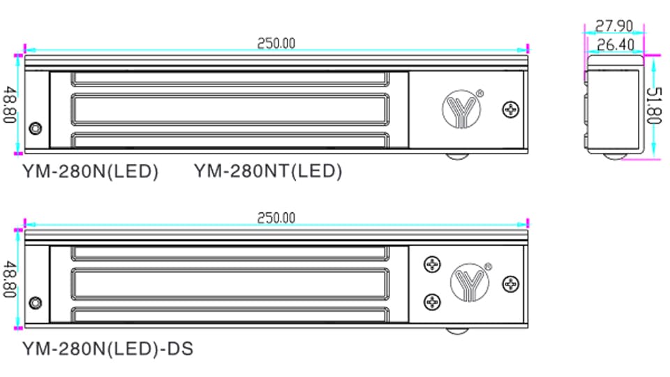 YLI YM280NLEDPAK - Paquete de Cerradura Magnética YM280N con Led y Soporte de Fijación tipo ZL / Fuerza de Sujeción 280kg (600LB) / Para puertas de madera, vidrio y metálicas - vista 2