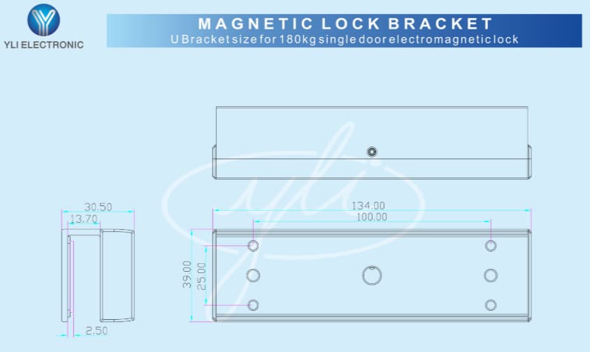 YLI MBK180U - Soporte en U para Puertas de Vidrio Sin Marco / Compatible con Cerradura Magnética YM180NLED - vista 3