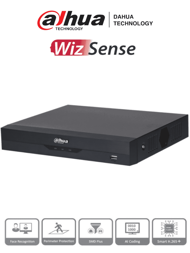 DAHUA XVR5108HS-4KL-I3 - DVR 4K WizSense de 8 canales + 8 IP o hasta 16 IP. Incluye SMD Plus, Protección Perimetral y reconocimiento facial, codificación con IA, H.265+, y soporta CVI, AHD, TVI, CVBS e IP. Compatibilidad con IoT y POS - DAHUA - DVR's HD 8 Canales - DHT0360012