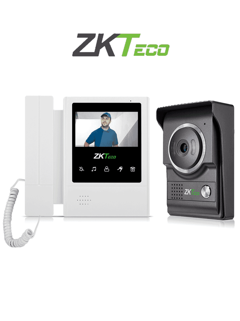 ZKTECO VDP04B4 Kit - Kit de Videoportero Analógico / Monitor de 4.3 Pulgadas / Frente de Calle con cámara de 1 MP / Ángulo de Visión 80° / Conexión hasta 4 monitores - ZKTECO - Kits de Videoporteros - ZKT2400002