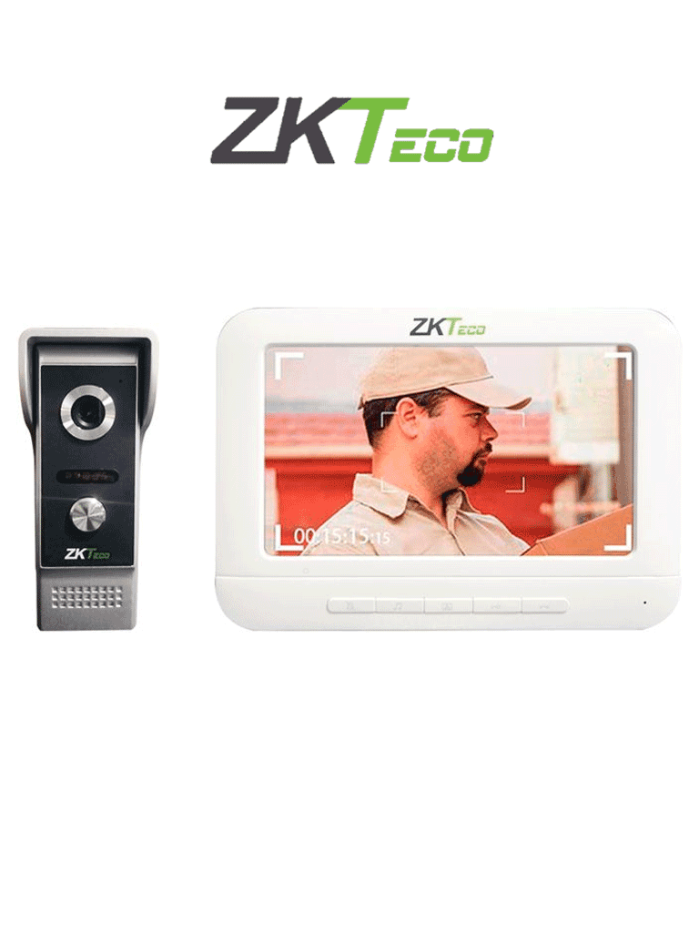 ZKTECO VDP03B3 Kit - Kit de Videoportero Analógico / Monitor de 7 Pulgadas / Frente de Calle con cámara de 1 MP / Angulo de Visión 87° /  Conexión hasta 4 monitores - ZKTECO - Kits de Videoporteros - ZKT2400001