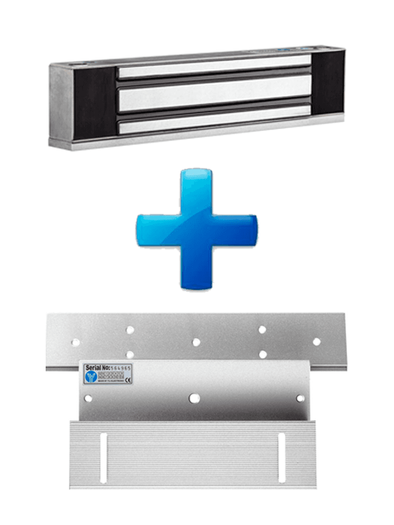 YLI YM350WSPAK - Paquete con chapa de 350 kg/800 Lb para uso en exteriores o interiores IP68 uso en puertas de metal, vidrio o madera incluye soporte de fijación ZL - YLI ELECTRONIC - Magnética - YLI0770001