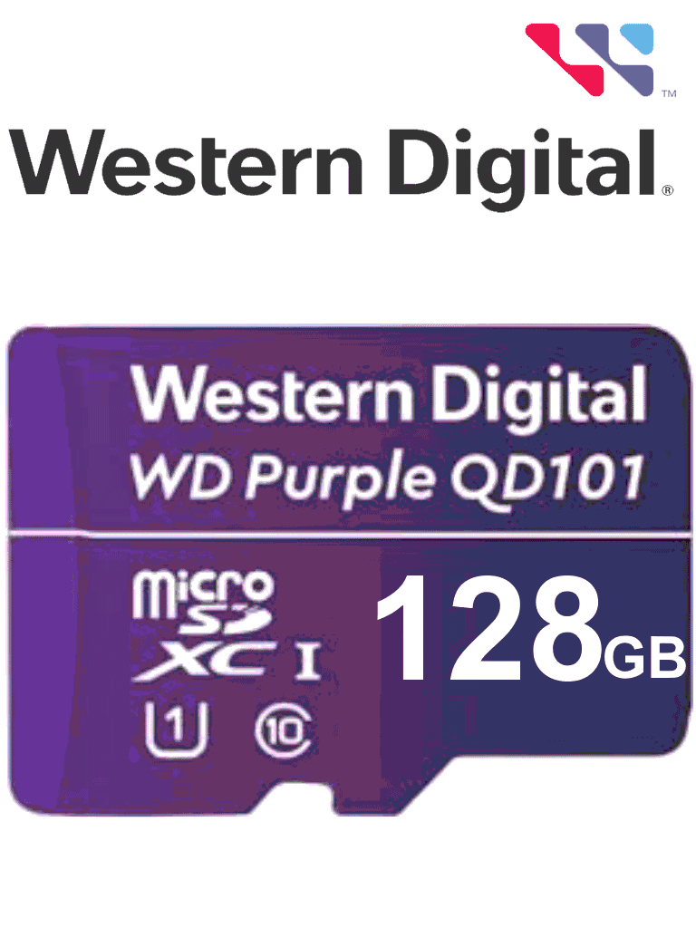 WESTERN WDD128G1P0C- Memoria de 128GB Micro SDXC/ Linea Purple/ Clase 10 U1/ Lectura 50MB/ Escritura 40MB/ Especializada para Videovigilancia - WESTERN DIGITAL - Memorias MicroSD y USB - WDC1510002