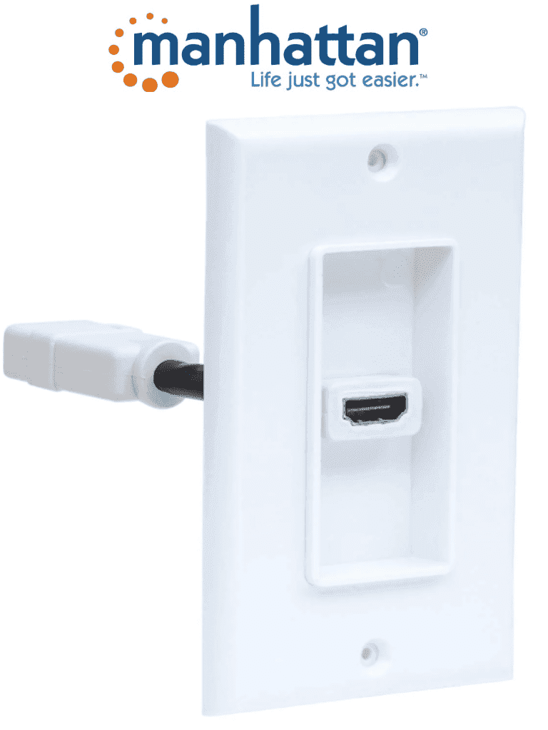 MANHATTAN 771719 Placa de pared HDMI de un puerto HDMI hembra a HDMI hembra, Tipo Conector, Blanco - MANHATTAN - HDMI - MAN0560014