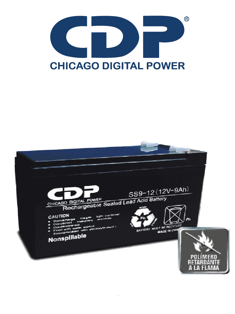 CDP - B-12/9 SLB 12-9 - Bateria de respaldo / 12V a 9A / Libre de mantenimiento / Fácil instalación / Compatible con CCTV y DSC - CHICAGO DIGITAL POWER  - Baterías y Accesorios - CDP081001
