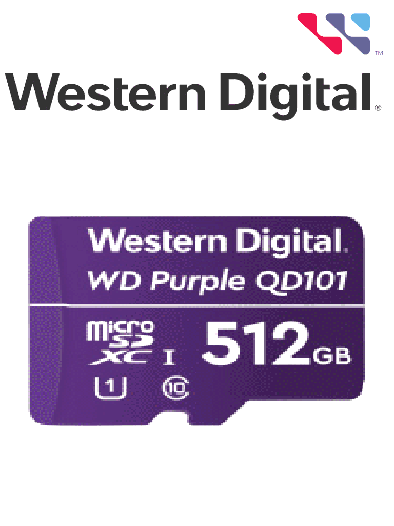 WESTERN DIGITAL WDD512G1P0C - Micro SD 512 GB / Purple SCQD101 / Para videovigilancia / 24-7 / Alto rendimiento - WESTERN DIGITAL - Memorias MicroSD y USB - WDC1490016
