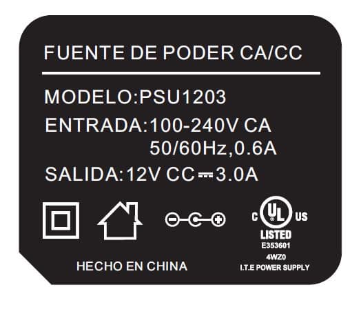SAXXON PSU1203 - Fuente de Poder Regulada de 12 Vcc 3 Amperes/ Cable de 1.2 Metros/ Para Usos Multiples: Sistemas de CCTV, Acceso, Asistencia, etc/ Certificación UL/ - vista 2