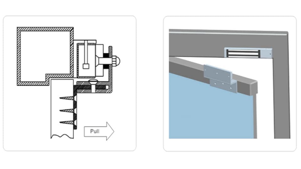YLI MBK280NZL - Soporte de fijación ZL de aluminio para puerta con apertura interior / Compatible con cerradura magnética y YM280NLED - vista 2