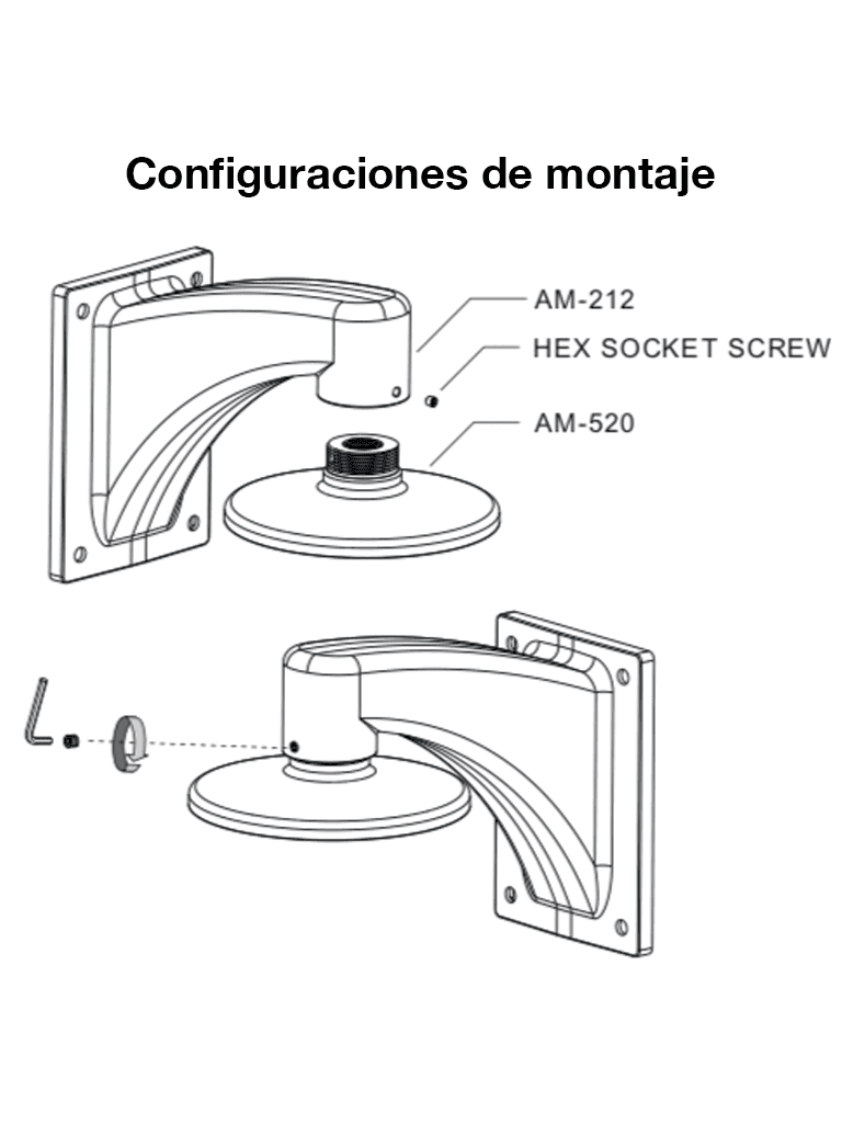 VIVOTEK AM-520_V05 - Soporte de montaje para camaras domo y fisheye, para exterior, Conector hembra 3/4" NPT,  Conector macho 1-1/2" PS - vista 3