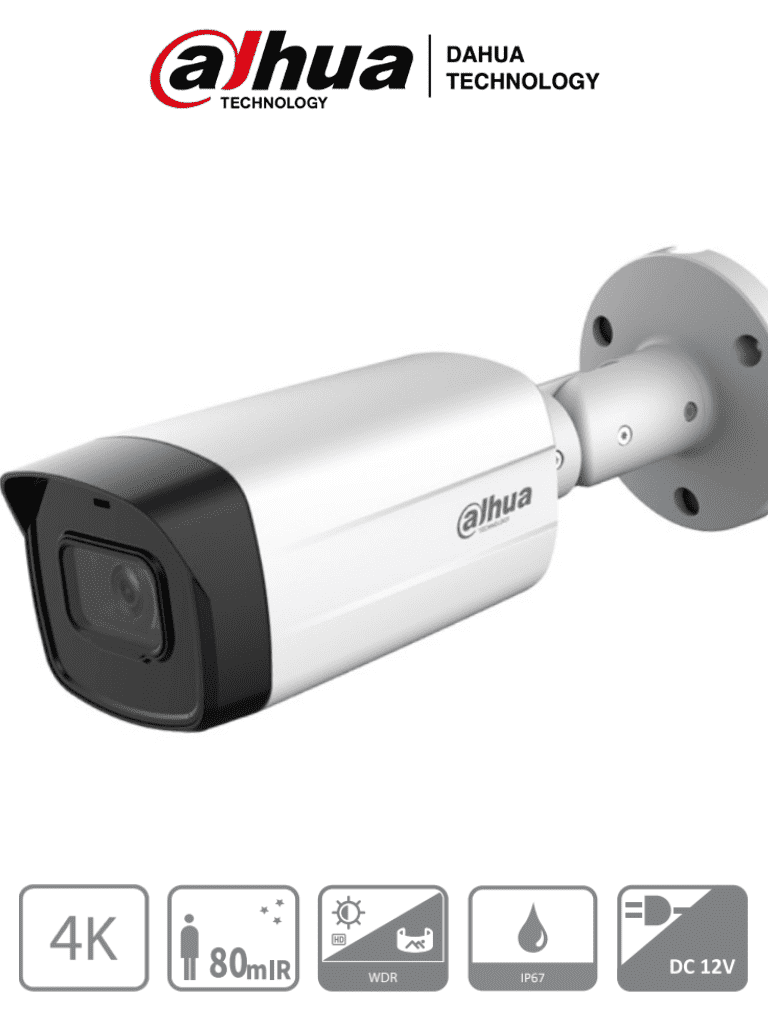 DAHUA HAC-HFW1801TM-I8 - Camara Bullet 4k/ 8 Megapixeles/ Super Adapt/ Lente de 2.8 mm/ 106 Grados de Apertura/ IR de 80 Metros/ WDR Real de 120 dB/ Metalica/ Soporta: CVI/TVI/AHD/CVBS/  IP67/ - DAHUA - Bullet - DHT0290079