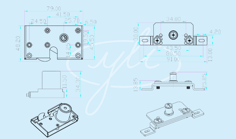YLI YEH210 - Cerradura electrica de gancho / Para puerta corrediza o ventanas sobre riel - vista 6