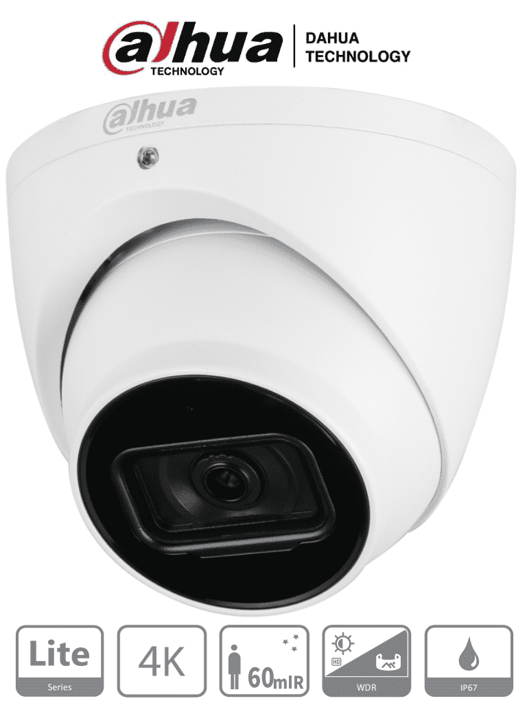 DAHUA DH-HAC-HDW1801TN - Camara Domo 4k/ 8 Megapixeles/ Lente de 2.8mm/ 106 Grados de Apertura/ IR de 60 Metros/ Metalica/ WDR Real de 120 dB/ IP67/ Soporta: CVI/CVBS/AHD/TVI/ - DAHUA - Domo - DHT0300058