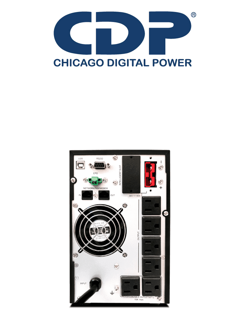 CDP UPO11-1 AX- UPS Online de 1000VA/ 1000W / 6 Terminales de salida / 2 son programables / Pantalla LCD / Entrada para banco de baterías / Respaldo 5min a carga completa - vista 3