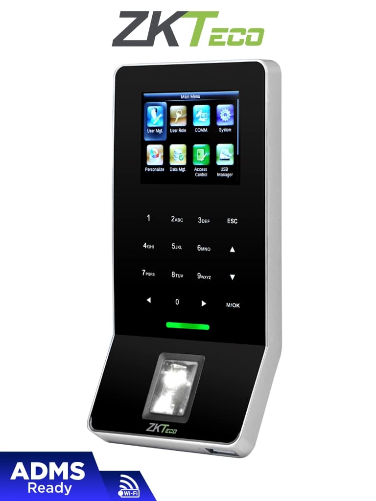 ZKTECO F22ID - Control de Asistencia y Acceso Básico con Huella Digital BioID+ (3000), Tarjeta ID 125 kHz (5000), Registro de 30,000 Eventos, Conexión Ethernet y WiFi