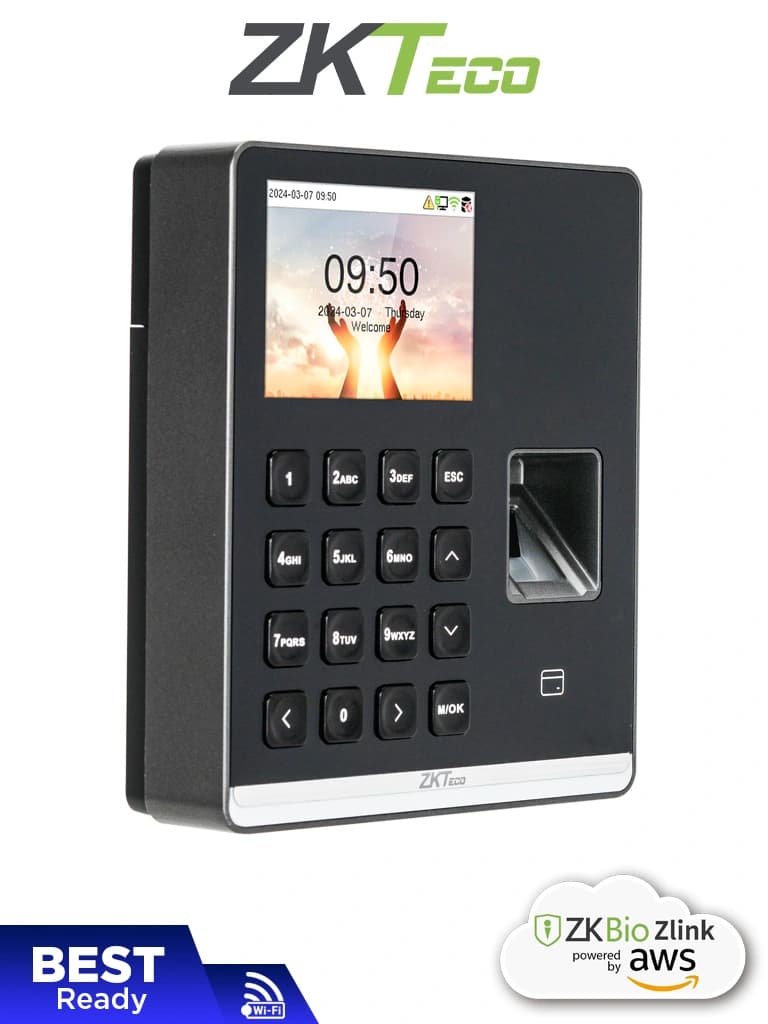 ZKTECO SenseFP M1 - Control de Asistencia con Huella Digital BioID+ (500), Tarjeta de Proximidad 125 kHz (500), Contraseña (500), 100,000 Eventos y Conexión Wi-Fi (Compatible con ZKBio Zlink)