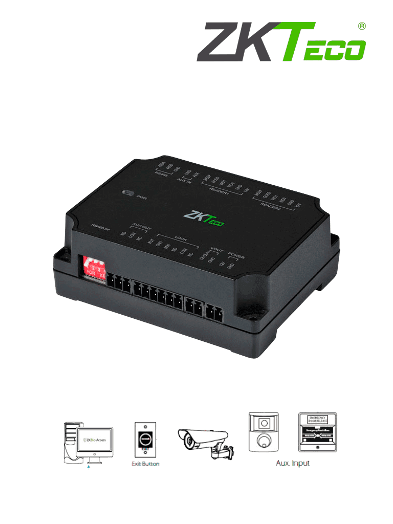 ZKTECO DM10 - Expansor para Panel de Control de Acceso C2-260 ZKT0720004 para Aumentar 1 Puerta por medio de RS485 / Agregando el Expansor DM10 puedes Aumentar y Controlar hasta 8 Puertas / Cuenta con Comunicación Wiegand /