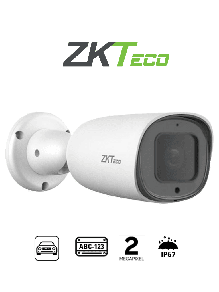 ZKTECO BL852Q38ALP - Cámara IP Bullet para reconocimiento de placas / Software LPR integrado / Lente Motorizado / Resolución 2MP / POE / IP67 / Audio / Alarma / Ranura para tarjeta SD