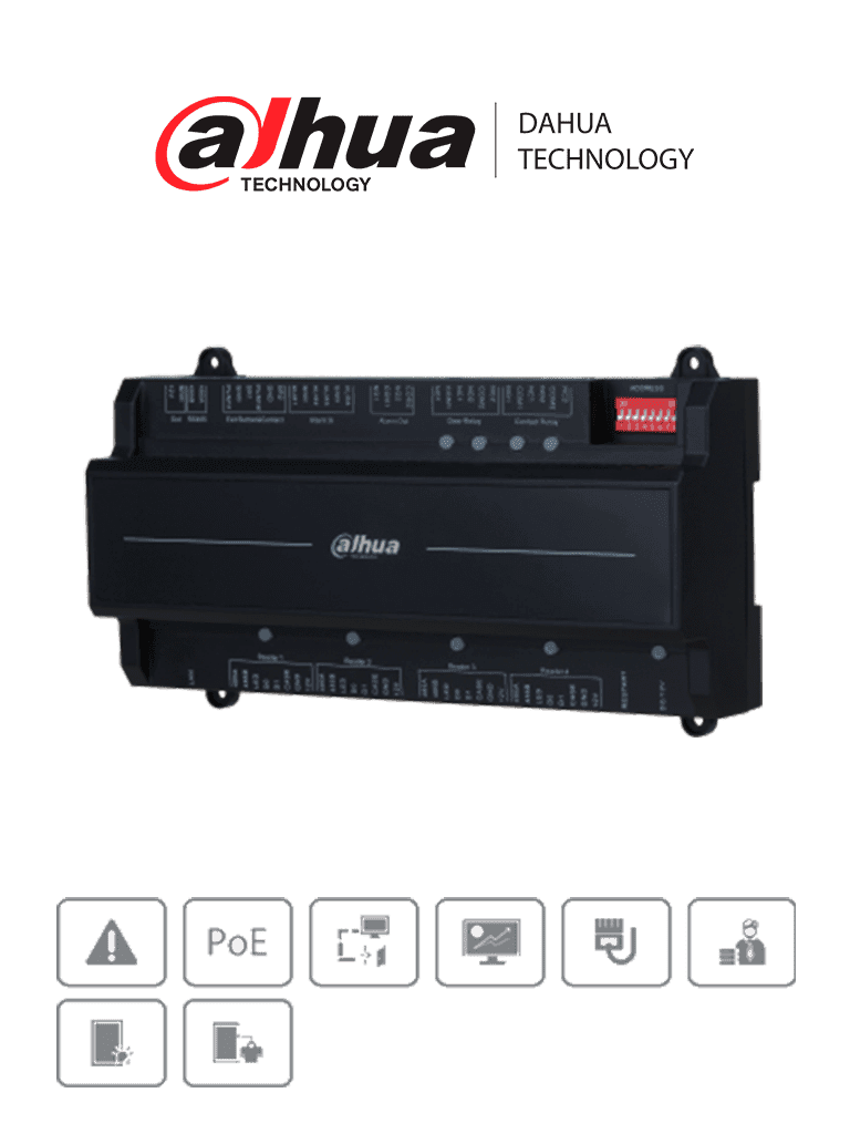 DAHUA ASC2202B-D - Panel de Control de Acceso de 2 Puertas y 4 Lectoras/ TCP/IP/ Wiegand/ 100,000 Usuarios, 3,000 Huellas y 500,000 Registros/ Soporta Interlock, Anti-passback, Desbloqueo Remoto/ Funcion WatchDog