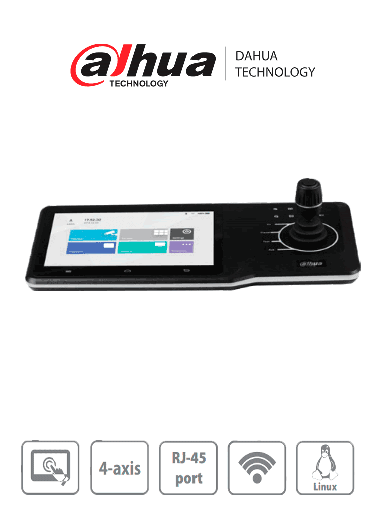 DAHUA NKB5000-F - Teclado Controlador de Red HD/ Control de PTZs, DVRs, NVRs e IPC/ 4 Salidas HDMI/ Soporta Función de Videowall/ Soporta Resolución 4k/ Onvif/ Teclado Inalámbrico/ Pantalla Tactil de 10 Pulgadas/ Wifi/ RS232/RS485/